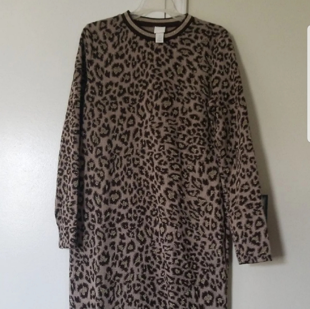 Metallic leapord print long dress S/M